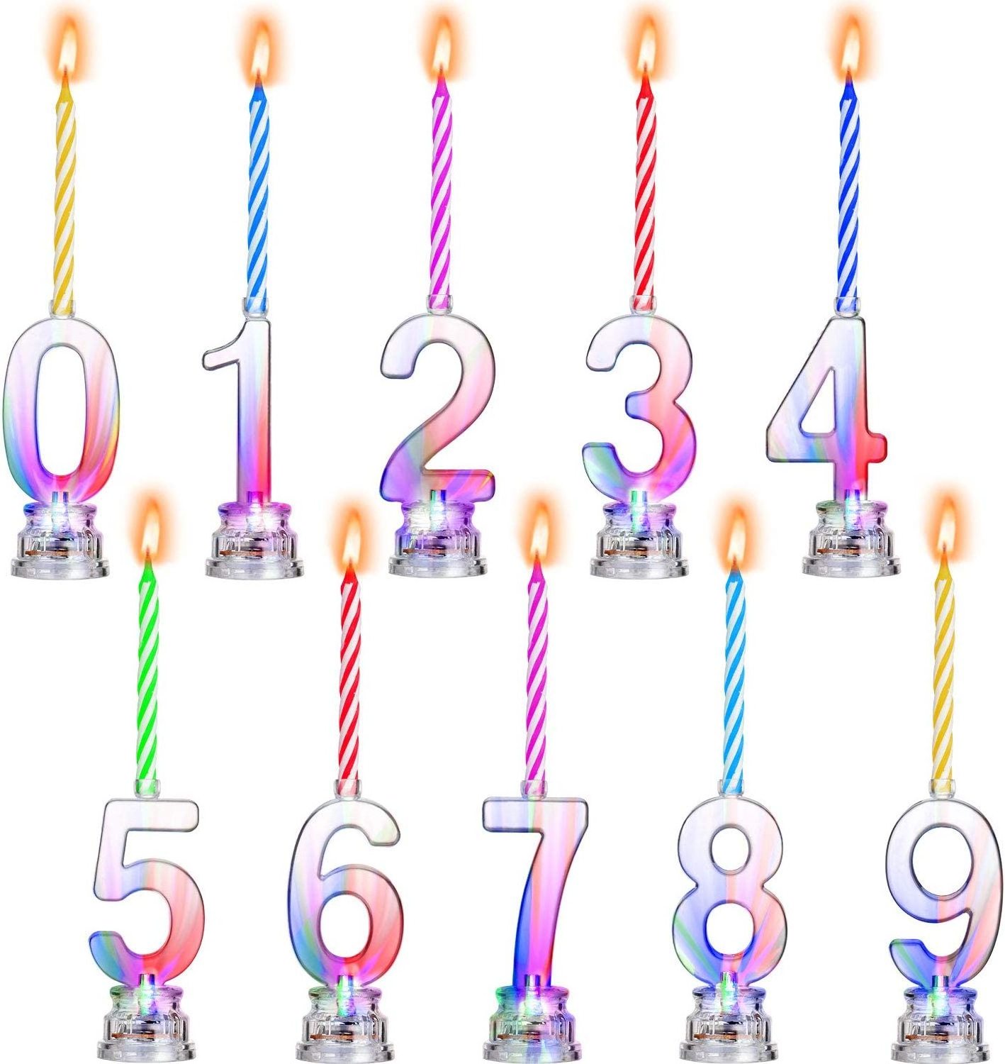 Multicolor Light up birthday candle cake number pink