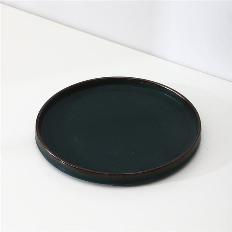 Factory price matte custom logo wedding antique unique dinnerware dark green ceramic dinner set for restaurant