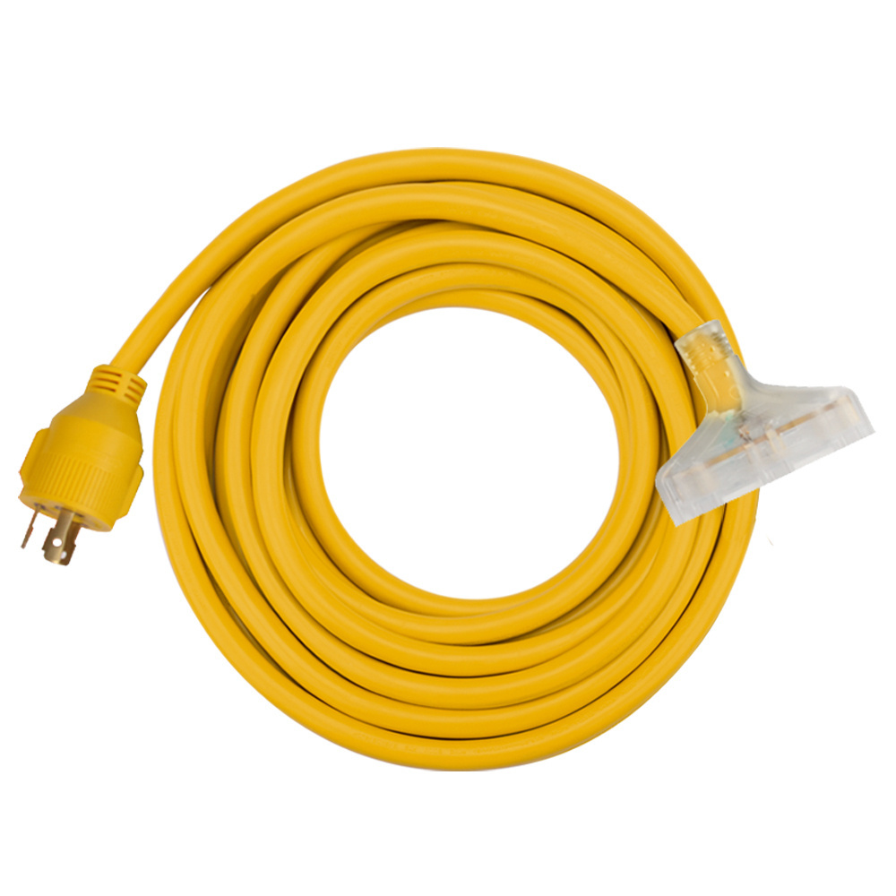 30 Amp Generator Cord 25 Feet NEMA L5-30P 10 Gauge SJTW Yellow Locking Generator Extension Cord