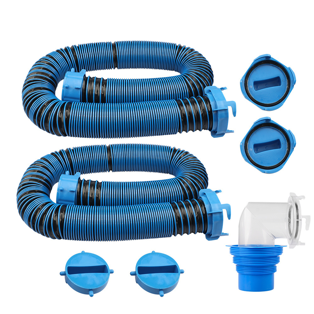 TPE RV Sewer Hose Kit 2*10FT with 90 Degree Adapter Camper