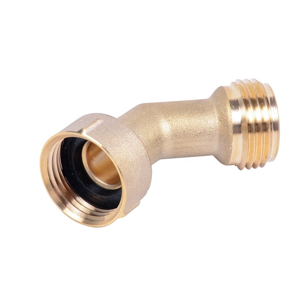 ANN108 Garden Hose Elbow Connector 45 Degree Hose Extender for RV Water Hose Solid Brass