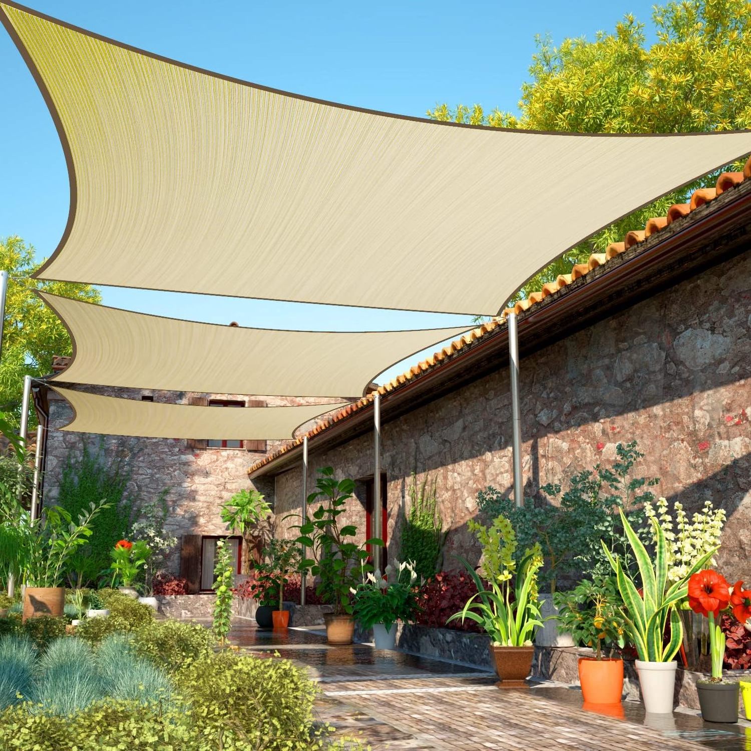 3x3 M Sun Shade Sail Canopy Garden Winds Replacement Canopy Car Parking Cover  For Outdoor  Garden