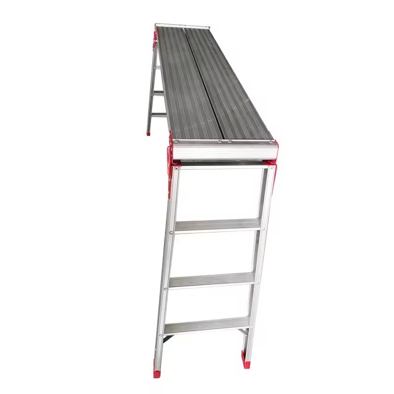 Aluminum Multi-purpose Work Platform Stair Ladder 4 Steps Folding Stool Bench With Plus size