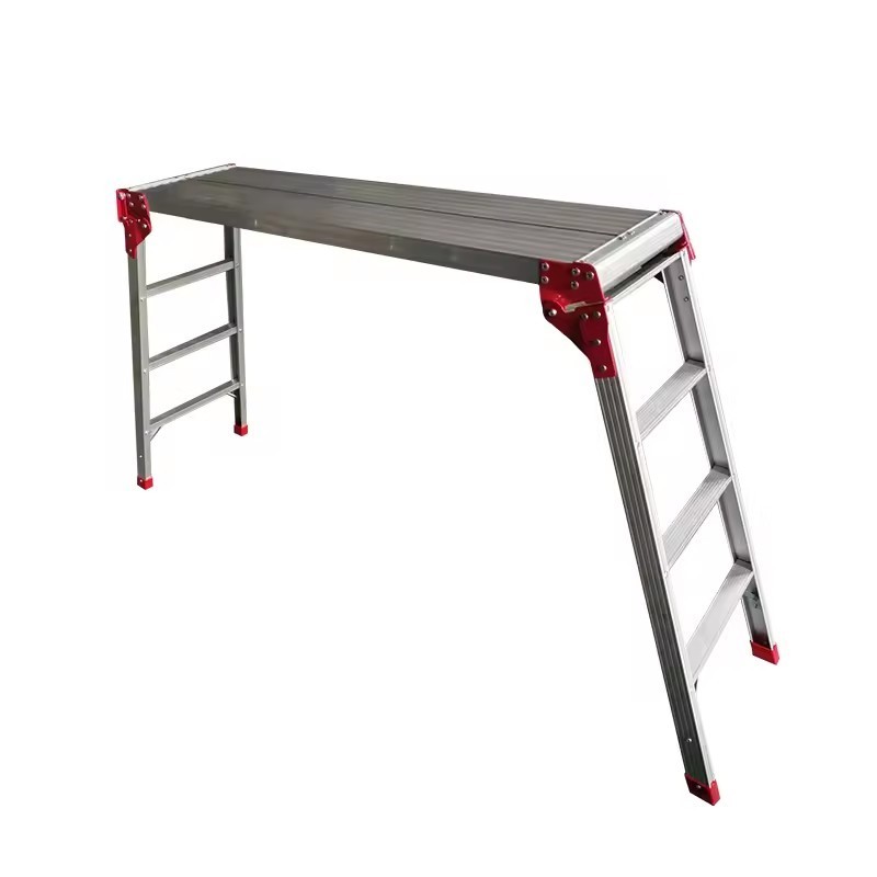 Aluminum Multi-purpose Work Platform Stair Ladder 4 Steps Folding Stool Bench With Plus size