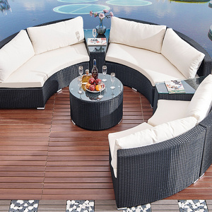 aluminum circle garden white two piece lounge set suite sofa set living room furniture sectional sofa with round corner