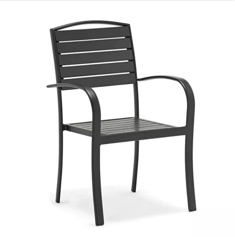 wholesale manufacturer direct sale outdoor furniture aluminium frame PS plastic wood black garden dining chair