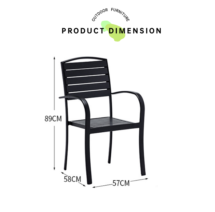 wholesale manufacturer direct sale outdoor furniture aluminium frame PS plastic wood black garden dining chair