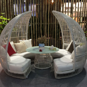 bird nest assemble weave rattan sofa garden sets white bulk outdoor furniture daybed day bed outdoor