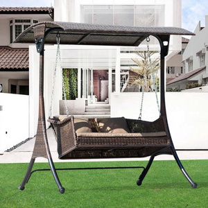 Good quality outdoor furniture sets beach rocking hot selling woven hanging chair Removable Cushion swings