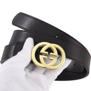 New womens alloy plain letter style fashion belt Mens leather belt Classic black belt