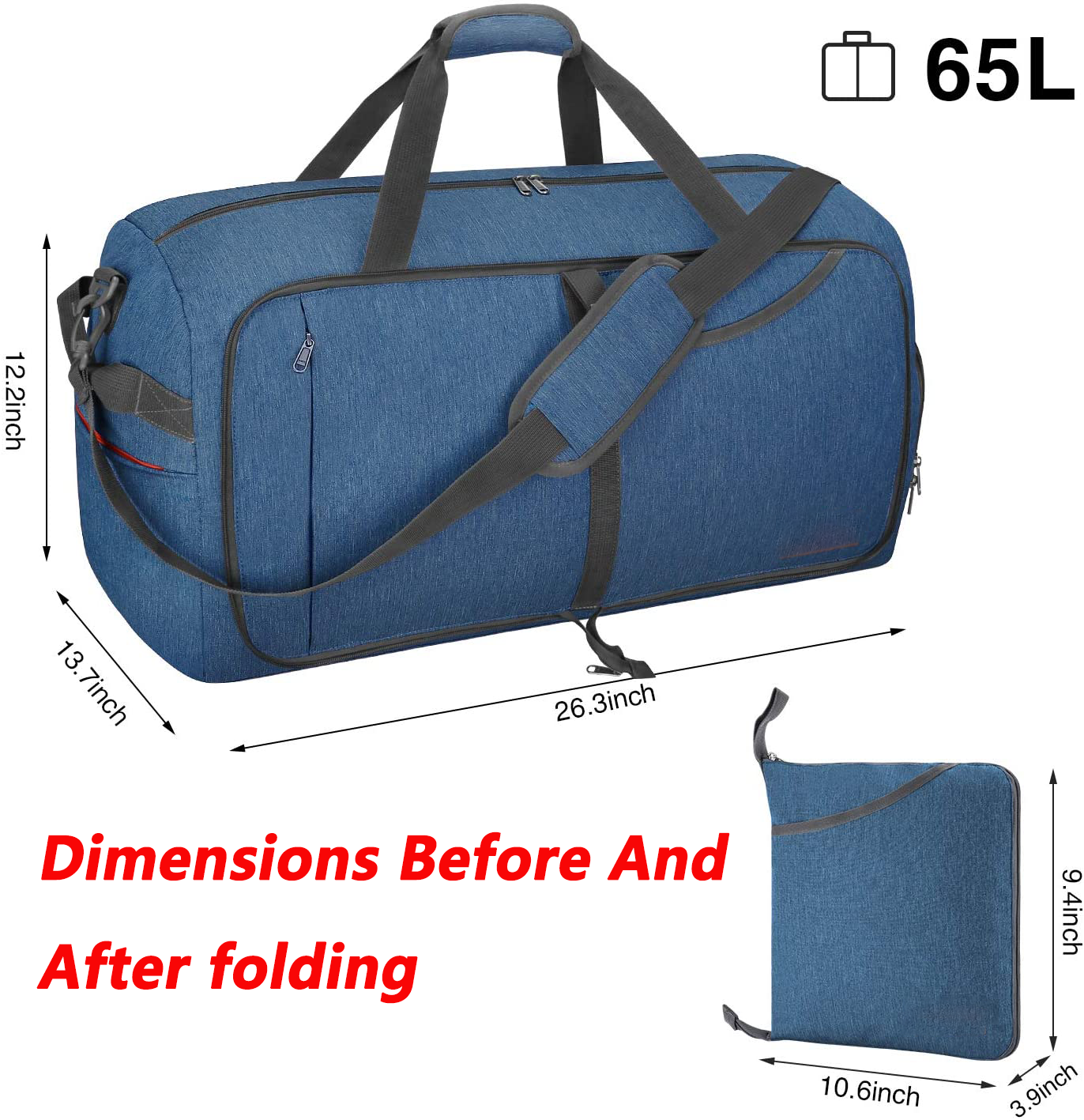 65L Travel Bag china Waterproof Foldable Weekender Duffel Bag with Shoes Compartment travel bags luggage for Men Women