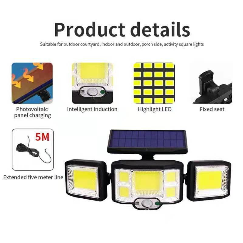 192 LED  Solar Led Outdoor Light 800LM Cordless LED Solar Motion Sensor Lights 3 Adjustable Heads Luces Solares for Yard Garden