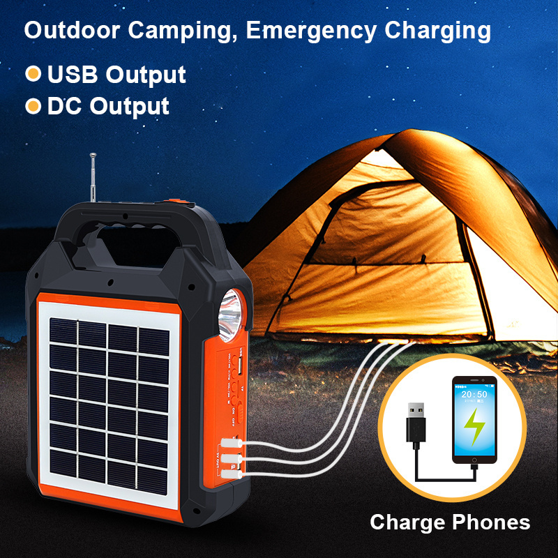 EP-0188 Solar Lighting System Kits Portable Mini Power Backup LED Light Power Bank With USB Mobile Charge with Speaker