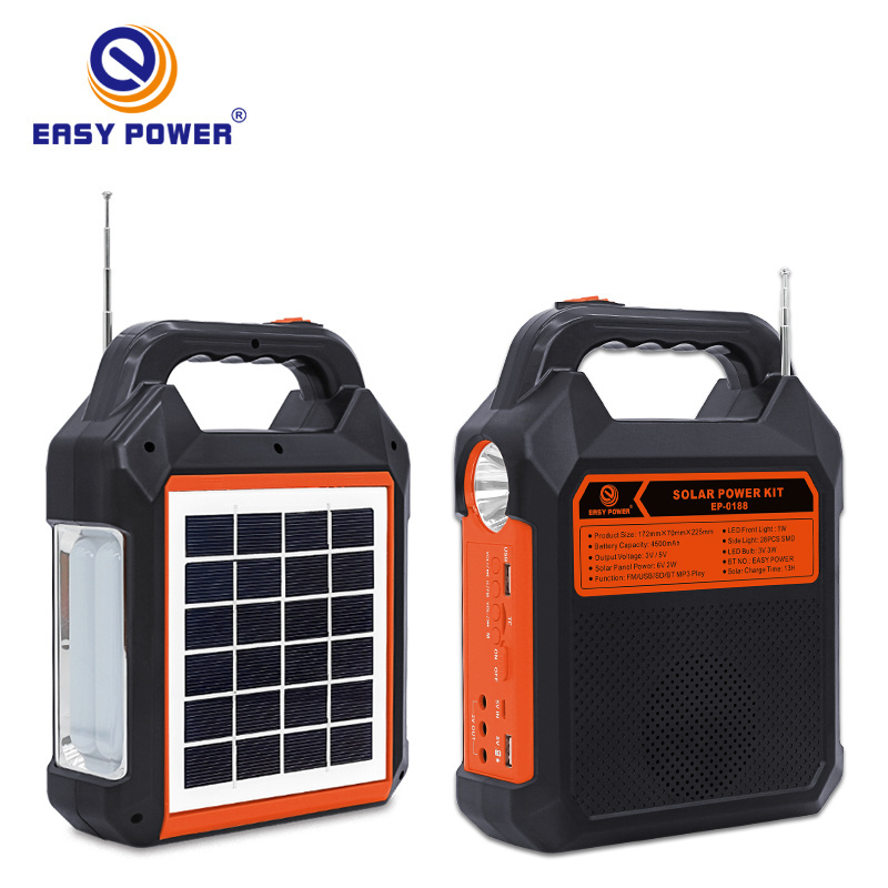 EP-0188 Solar Lighting System Kits Portable Mini Power Backup LED Light Power Bank With USB Mobile Charge with Speaker