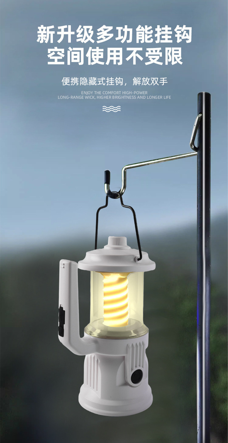 High quality outdoor waterproof IPX5 Type C charging latern led camping USB Rechargeable Solar camping lamp