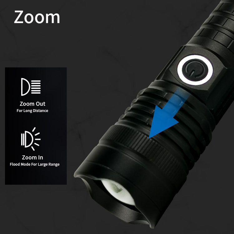 P50 LED Top Sale Aluminium Alloy Flashlight 5000 Lumen Rechargeable LED Tactical Flashlight