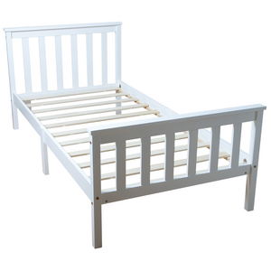 White Wooden Shaker Style Bedroom Furniture Single Queen Wooden Bed Frame Modern Solid Wood Children's Single Bed