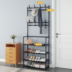 Industrial Accent Furniture 4-in-1 Multi-function Adjustable Metal Shoe Storage Shelf Cabinet Dustproof Coat Racks