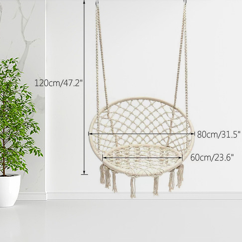 Hot Sell Macrame Swing Durable Cotton Rope Bedroom Garden Indoor Swing Hammock Chair