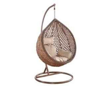 Wholesale Wicker Home Rattan Hanging Garden Egg Chair Patio Circle Swing Chair With Metal Stand