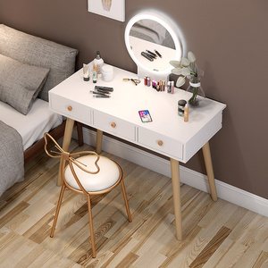 Modern Simple White Dressing Table Particle Board Storage Dresser With Mirror Vanity Table