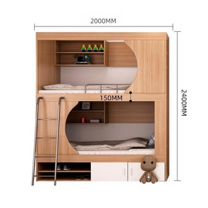 Solid Wood Twin Over Bed Student School Customized Hostel Sleeping Pod Double Decker Bunk Bed Metal Bed