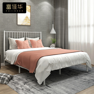 Light Luxury Iron Double Bed Bedroom Frame Bed Dormitory Metal Raised Beds