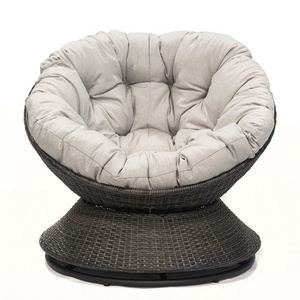 Outdoor Furniture New Design Half Round Wicker Revolving Chair Rotary Rattan Rocking Chair