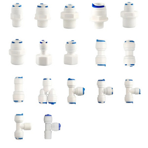 Reverse Osmosis Quick Coupling 1/4" 3/8" OD Hose Connection Tee Y Connector 2 Way Straight RO Water Plastic Pipe Fitting