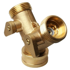 Brass Manifold 3/4" Tap Splitter Brass Manifold Double-Way Washing Machine Hose Connector Y-Type Water Separator