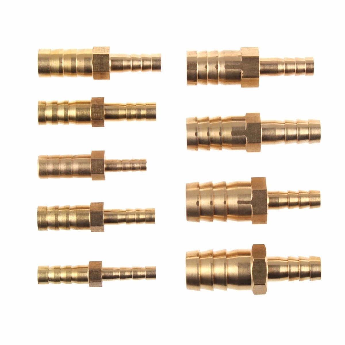 Fuel Gas Water Brass Reducing Straight Hose Barb 2 Way Pipe Fitting Reducer Copper Joiner Splicer Connector Coupler Adapter For