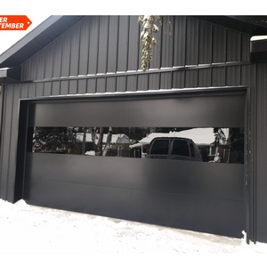 Modern 9x8 Insulated Garage Door with Black Window American Steel Overhead Sliding Door horizontal Flap Carport Garage Doors