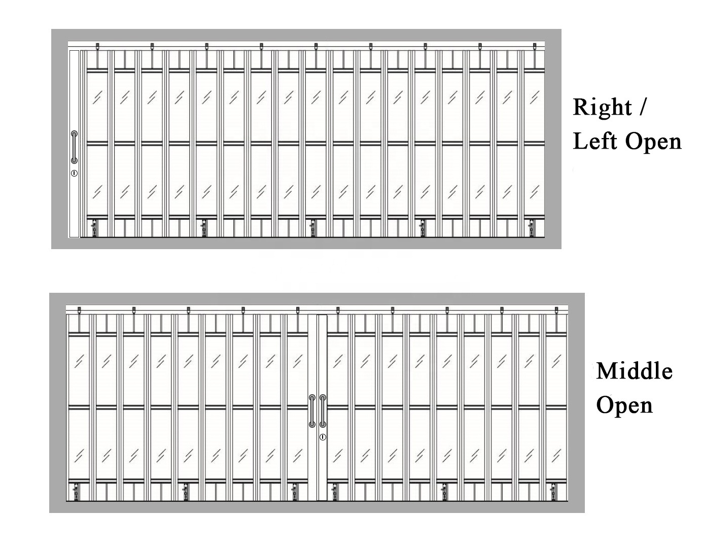 Cheap Japanese commercial shop pvc polycarbonate slat accordion folding doors store security aluminum frame plastic sliding door