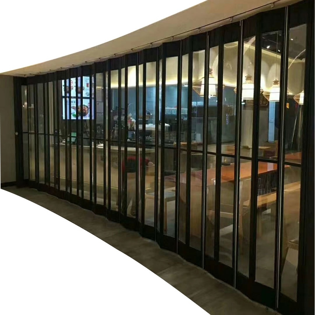 Plastic Accordion Sliding Doors Commercial Shop Gate Aluminum Folding Door Shopfront Clear Polycarbonate Sheet PVC Foldable