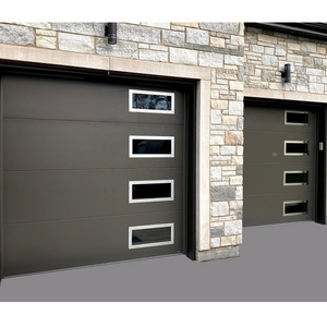 16x8 Overhead Sectional Garage Doors Panels with Windows European Insulated Flap Sliding Double Garage Door Wholesale Prices