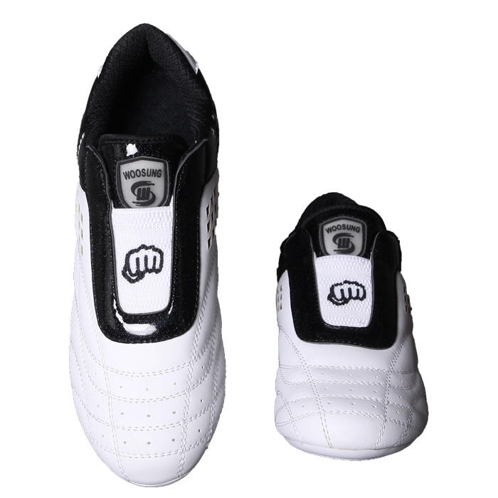 Sample free shipping High quality PU Leather adult children breathable martial arts taekwondo karate shoes for sale