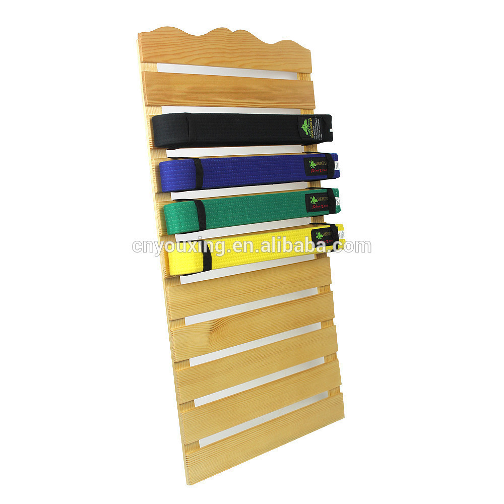 Popular Martial Arts Standard Wall Mounted Belt Rack Display Karate Belt Display Holds 8 and 10 and 12 Martial Arts Belts