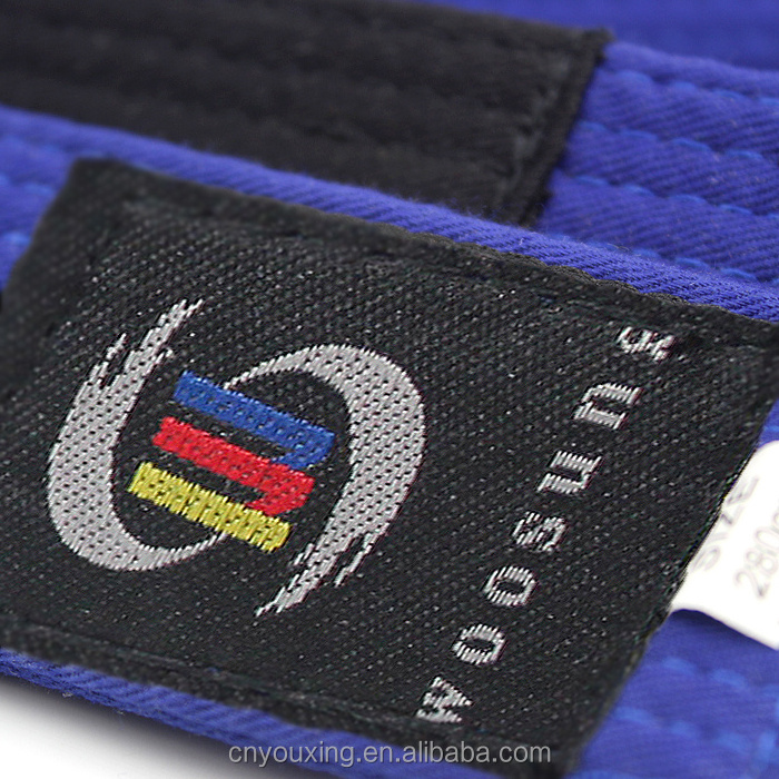 Woosung Sample free shipping Cheap Adult Brazilian Jiu Jitsu Gi Blue Bjj Martial Arts taekwondo belt custom bjj belt