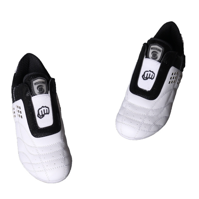 Sample free shipping High quality PU Leather adult children breathable martial arts taekwondo karate shoes for sale