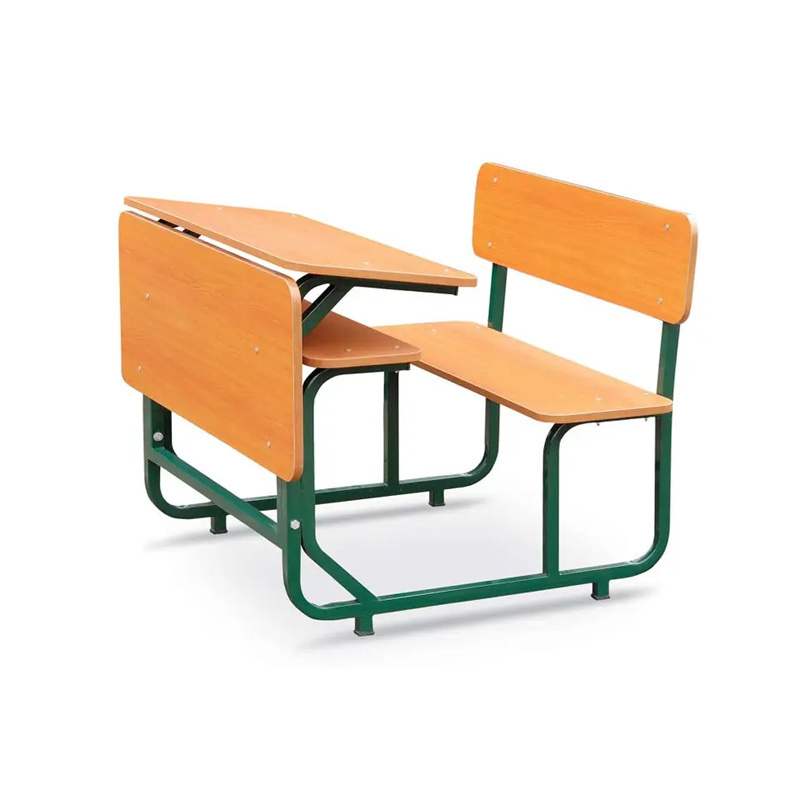 Customized Classroom Furniture All-in-one Metal Frame School Desk And Bench