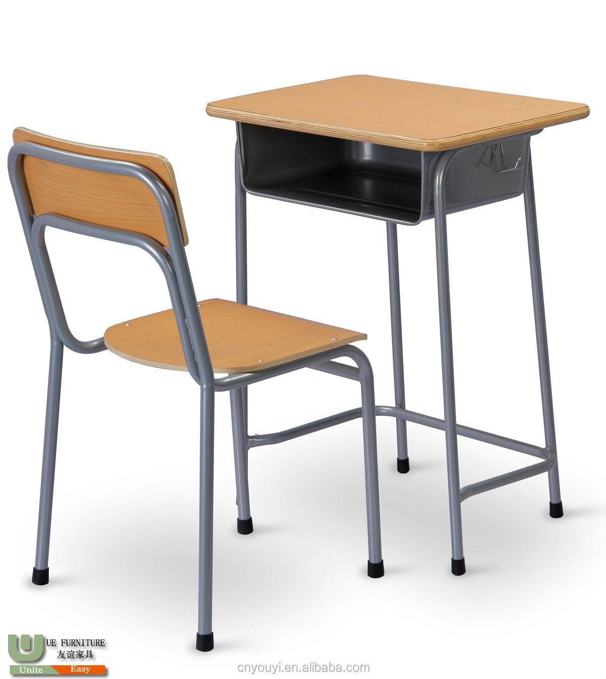 China factory new style single study table and chair for school furniture classroom set