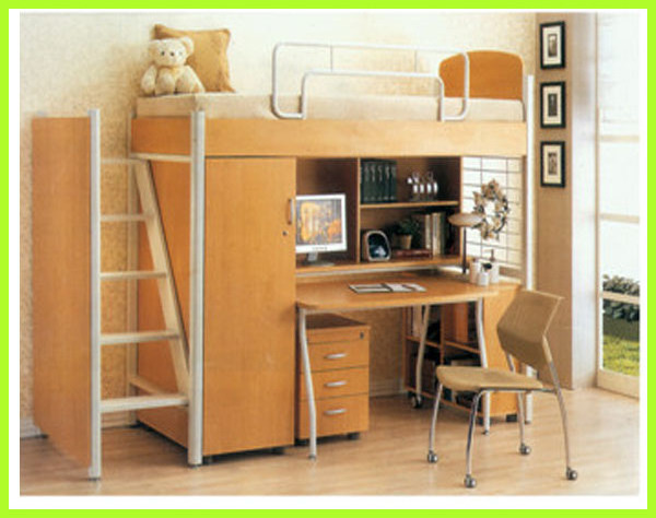 Steel wood dormitory beds with desk for students