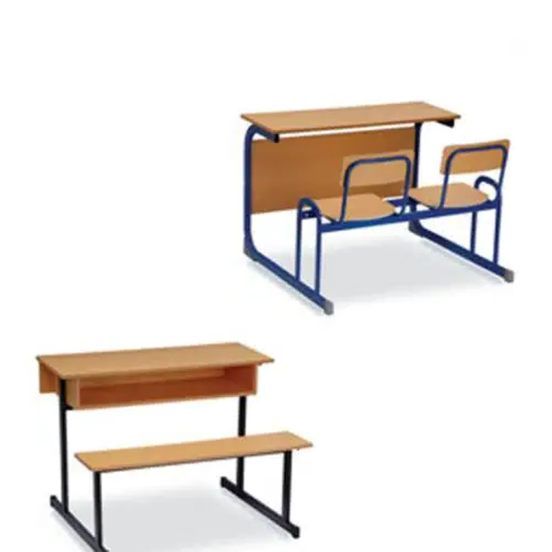 Customized Classroom Furniture All-in-one Metal Frame School Desk And Bench