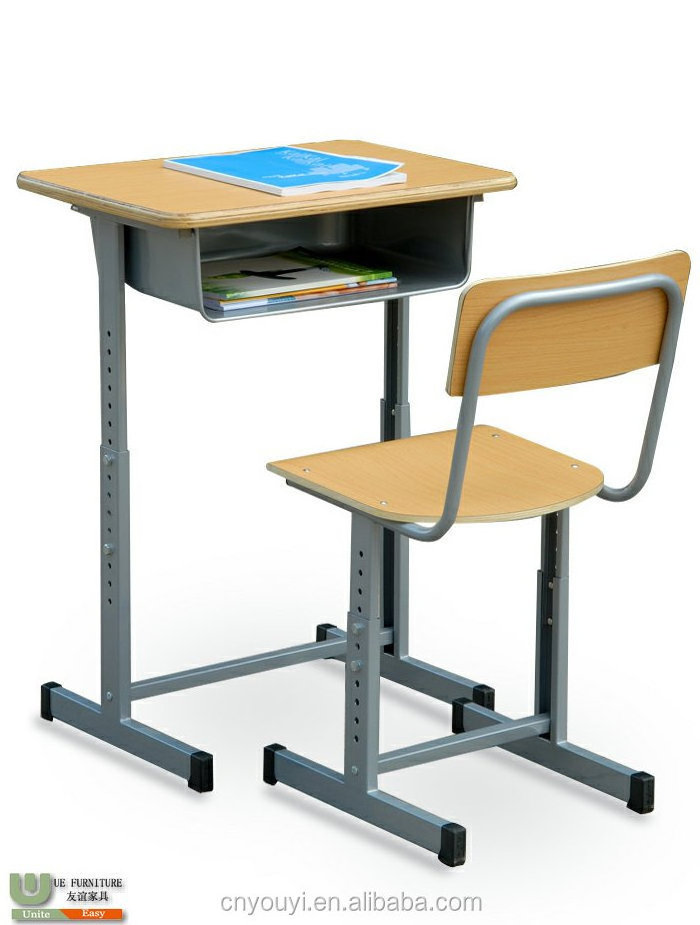 China factory new style single study table and chair for school furniture classroom set