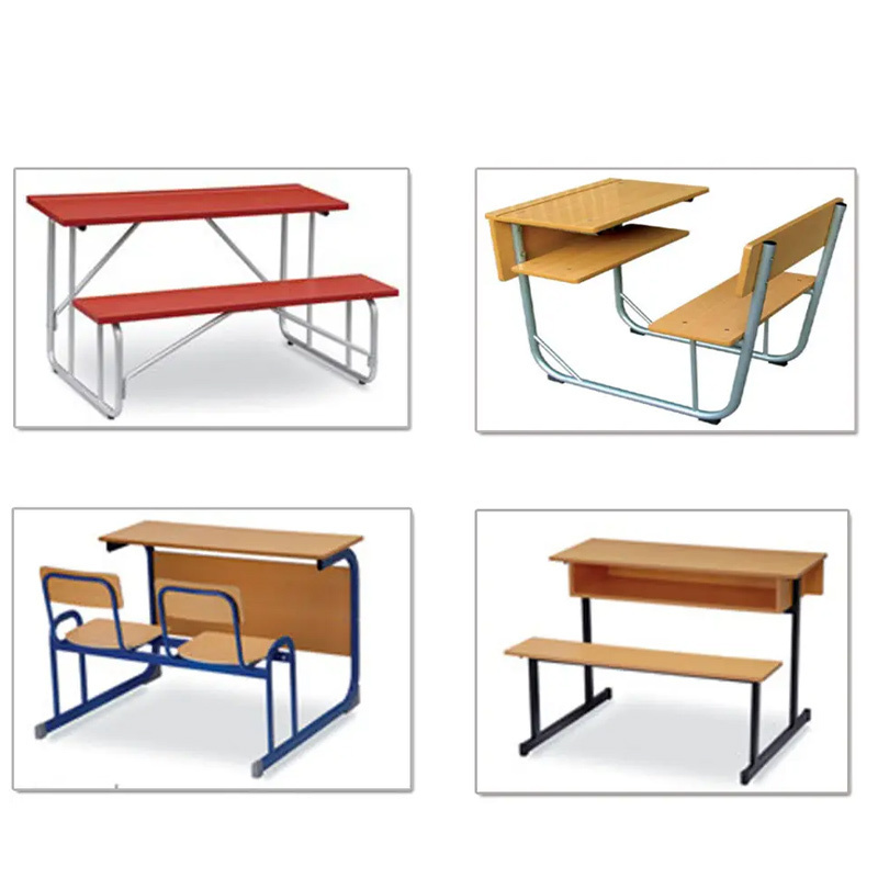 Customized Classroom Furniture All-in-one Metal Frame School Desk And Bench