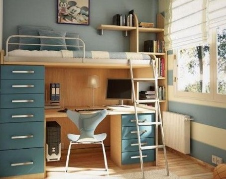 Steel wood dormitory beds with desk for students