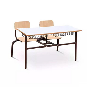 Library Furniture School Double Desk Chairs And Tables For Student