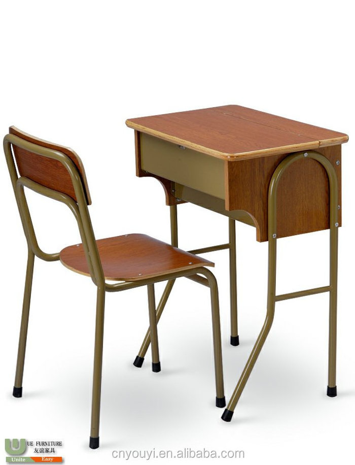 China factory new style single study table and chair for school furniture classroom set