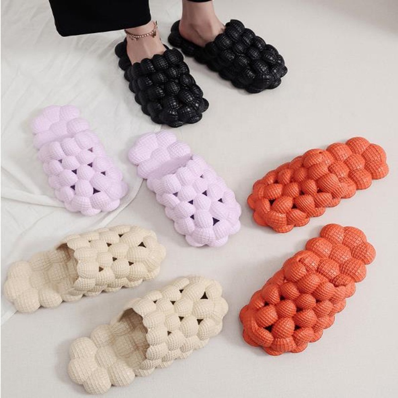 Men's and Women's summer Cute Bubble EVA Slippers lychee Ball Massage Slides Bathroom sandals Non-slip Spa shoes