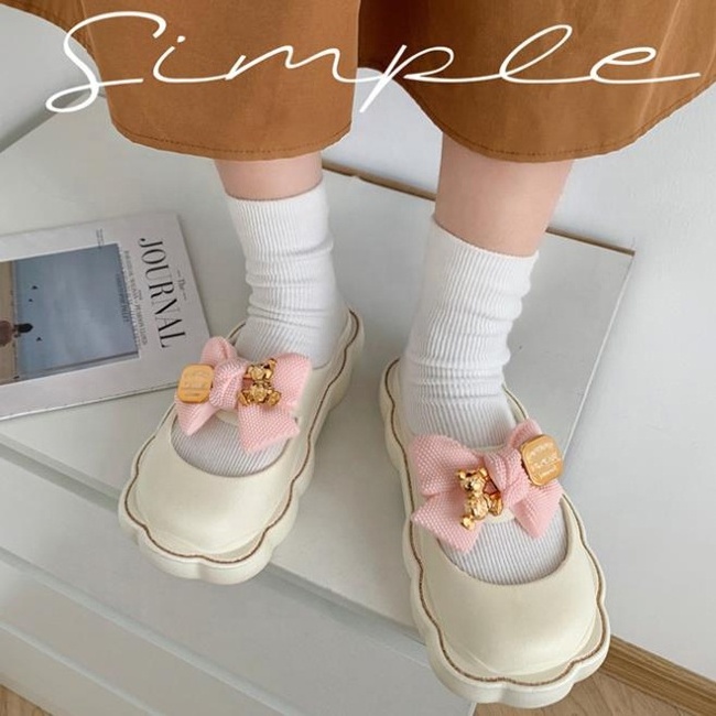 Summer fashion Bow tie slippers women outdoor soft sole Closed toe comfortable non-slip beach shoes sandals